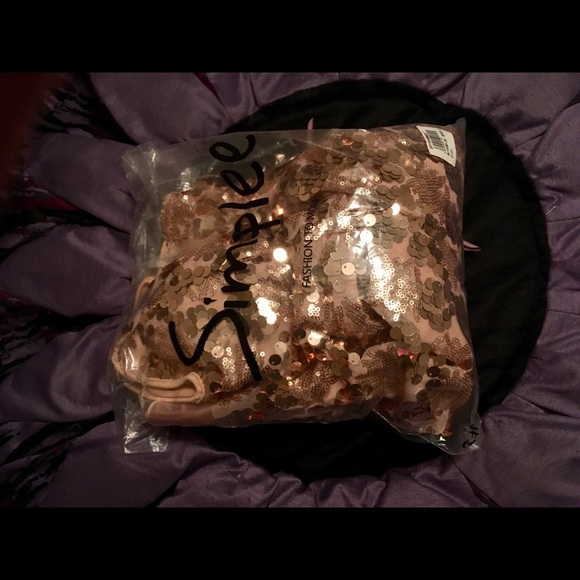 NWT Sweetheart Champagne Sequin Mini Dress! - Picture 7 of 8